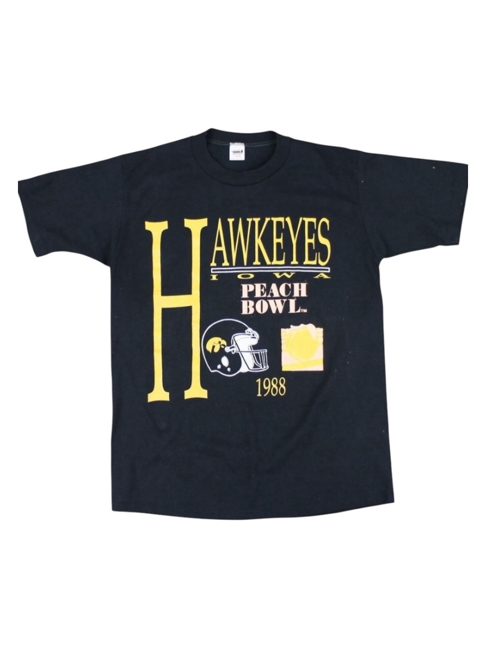 Vintage 1988 Iowa Hawkeyes Peach Bowl T-Shirt‎ Black Size Large